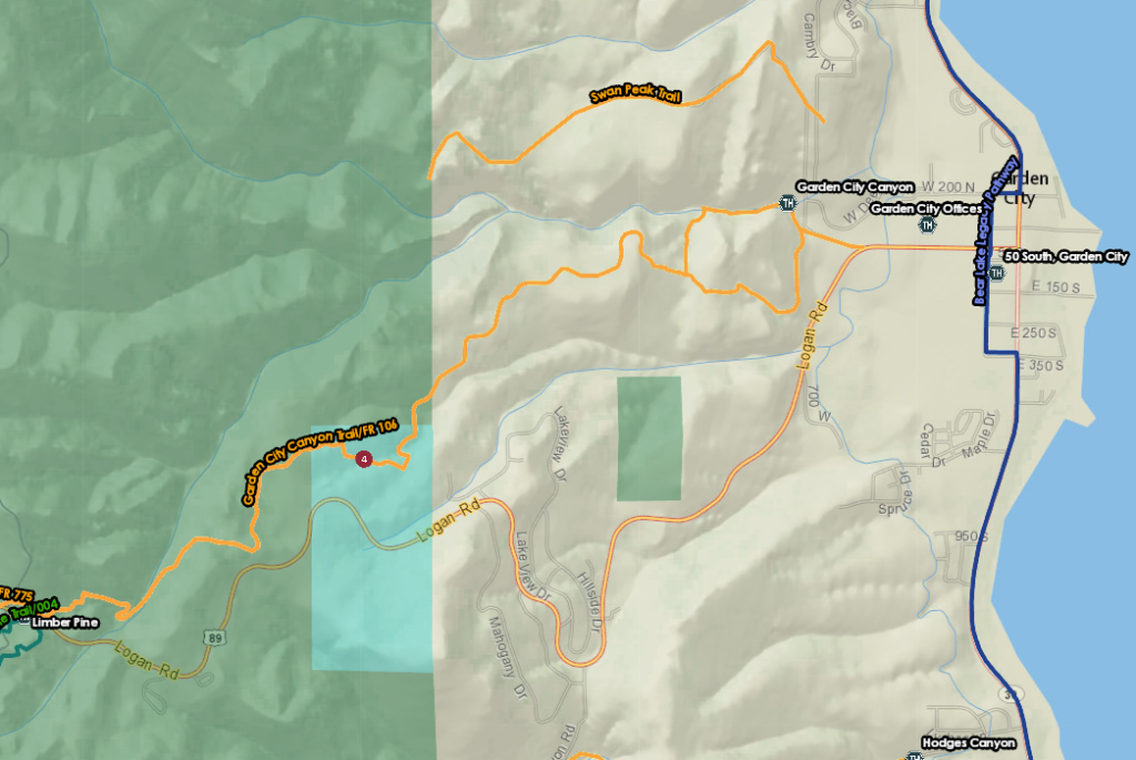 Garden City Canyon Trail ATV map